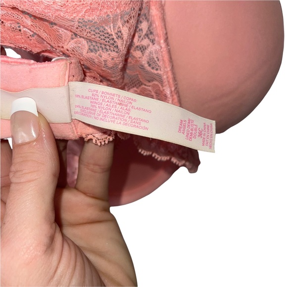 VICTORIA’S SECRET Peach Dream Angels Lined Demi/Demi-Buste Double 36C - Picture 5 of 6